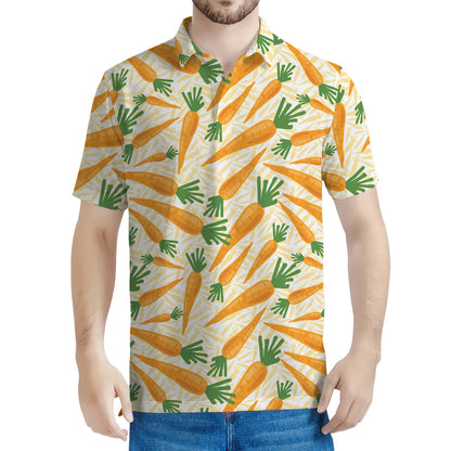 Orange Carrot Pattern Print Men's Polo Shirt