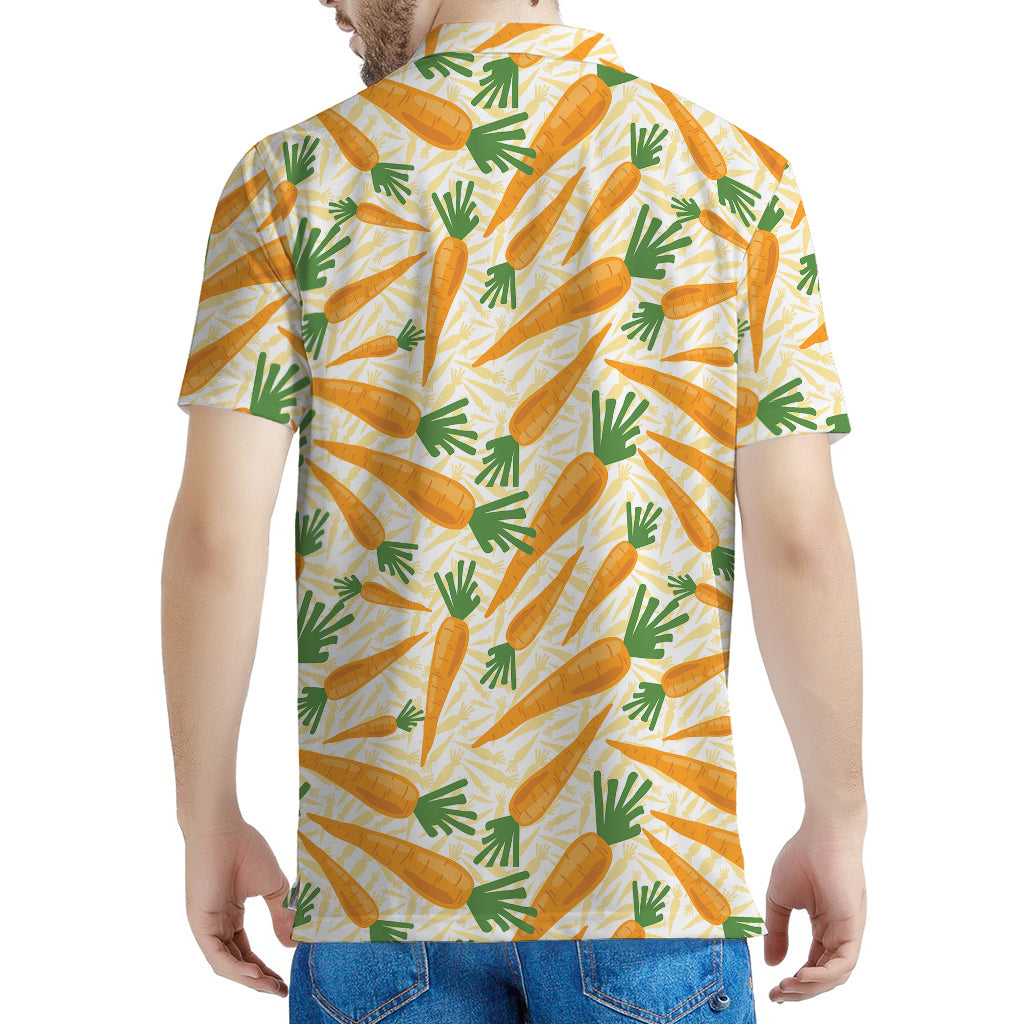 Orange Carrot Pattern Print Men's Polo Shirt
