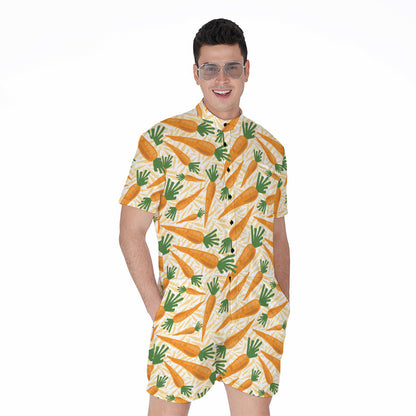 Orange Carrot Pattern Print Men's Rompers