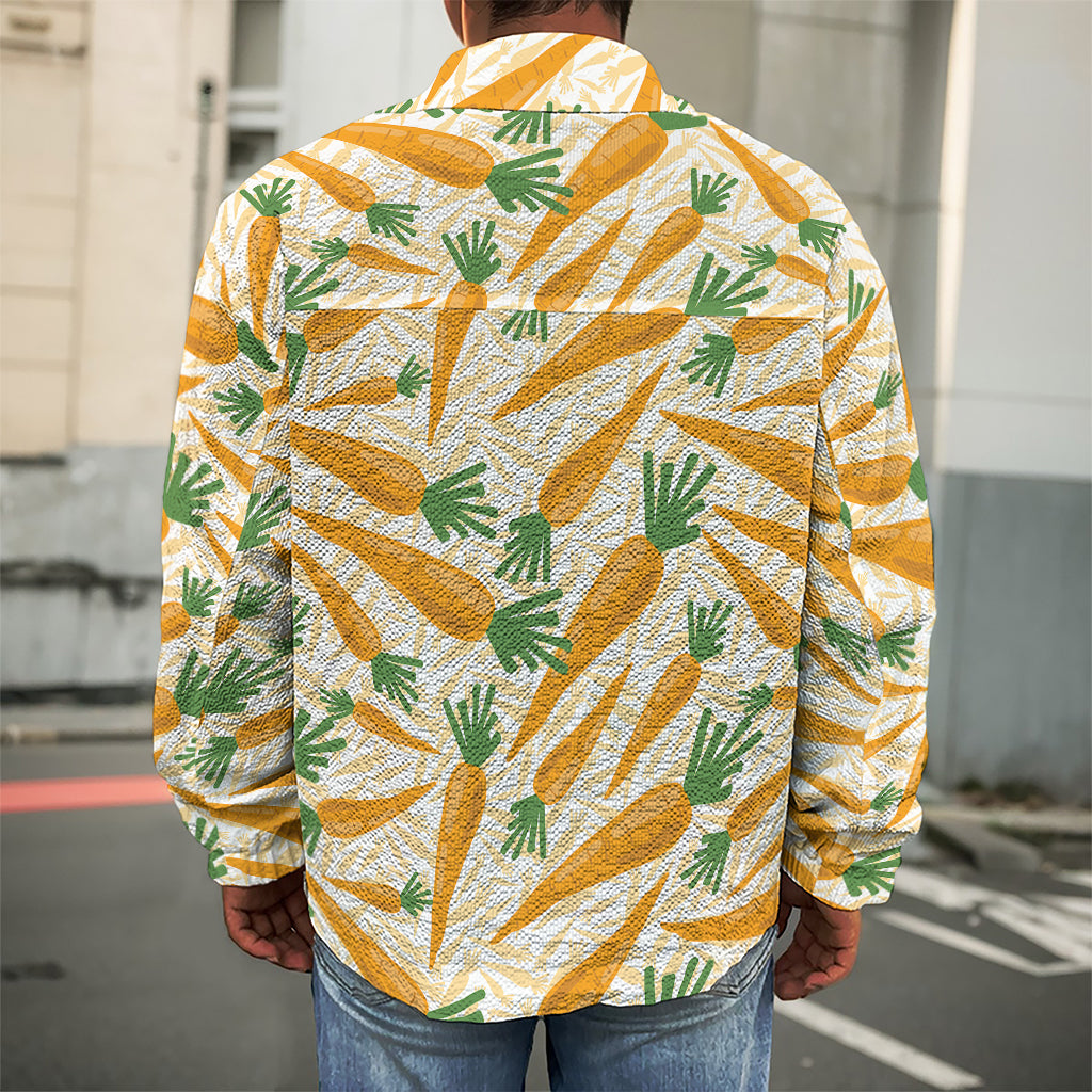 Orange Carrot Pattern Print Men's Shirt Jacket