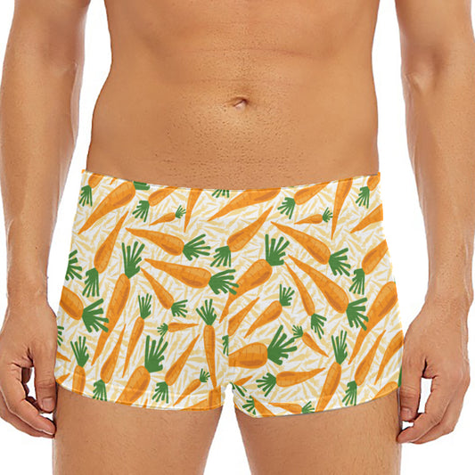 Orange Carrot Pattern Print Men's Short Boxer Briefs