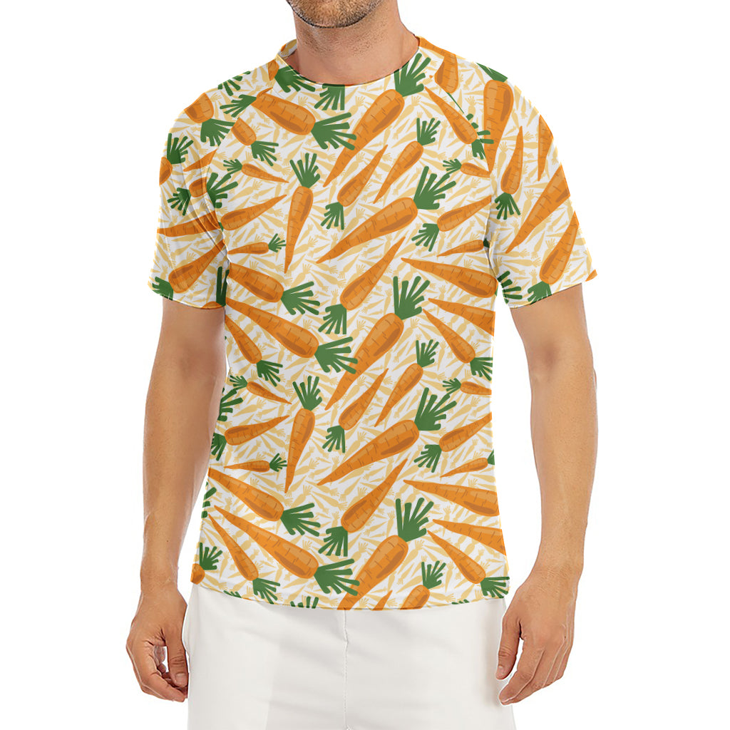 Orange Carrot Pattern Print Men's Short Sleeve Rash Guard
