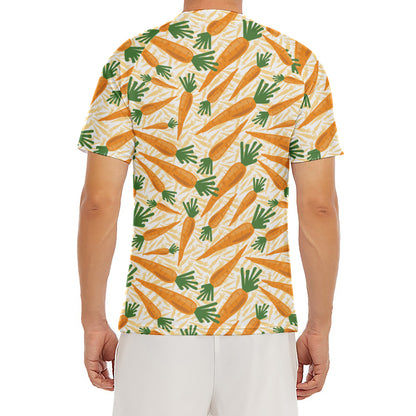 Orange Carrot Pattern Print Men's Short Sleeve Rash Guard