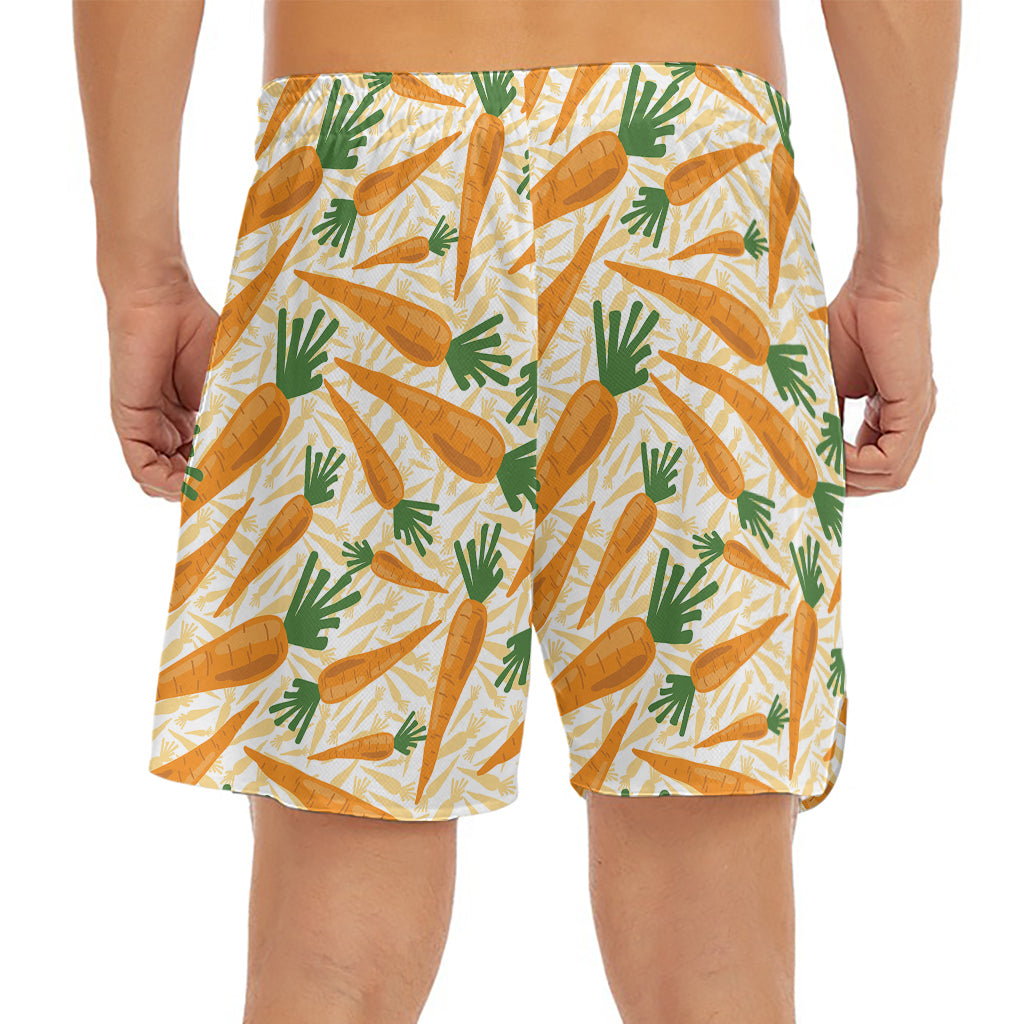 Orange Carrot Pattern Print Men's Split Running Shorts