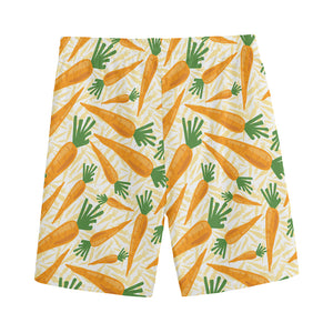 Orange Carrot Pattern Print Men's Sports Shorts