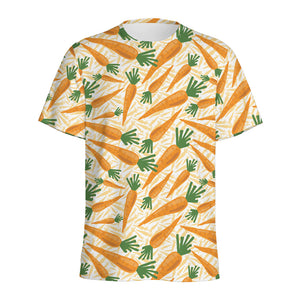 Orange Carrot Pattern Print Men's Sports T-Shirt