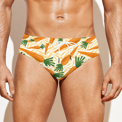 Orange Carrot Pattern Print Men's Swim Briefs