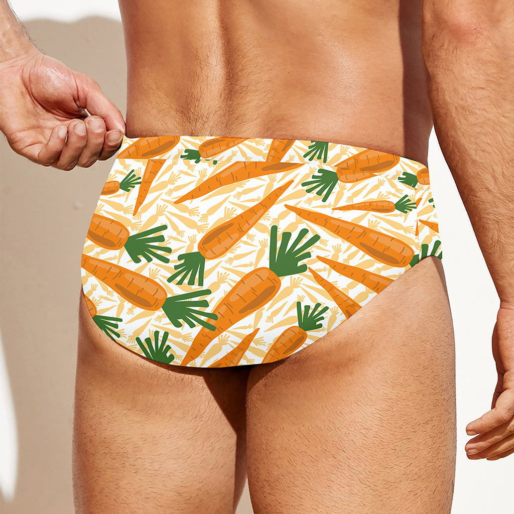 Orange Carrot Pattern Print Men's Swim Briefs
