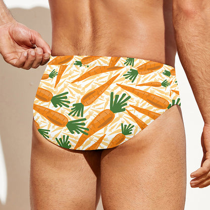 Orange Carrot Pattern Print Men's Swim Briefs
