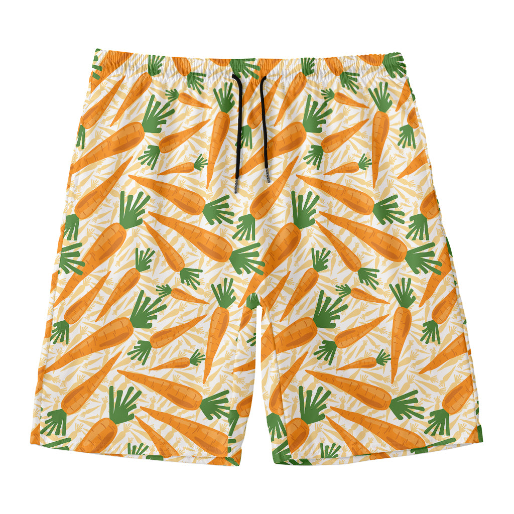 Orange Carrot Pattern Print Men's Swim Trunks