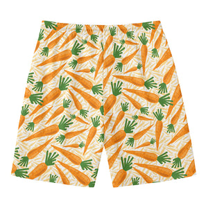 Orange Carrot Pattern Print Men's Swim Trunks