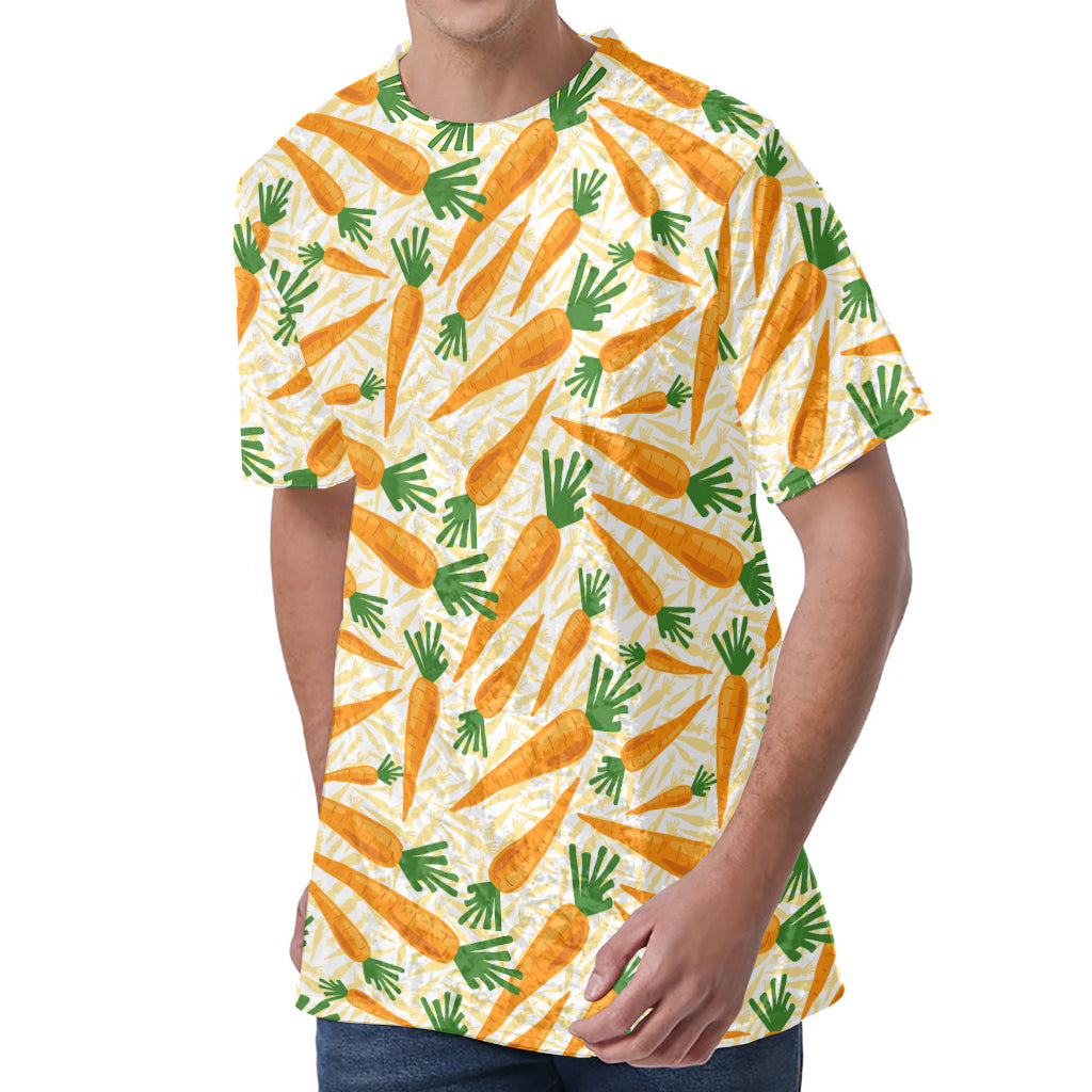 Orange Carrot Pattern Print Men's Velvet T-Shirt