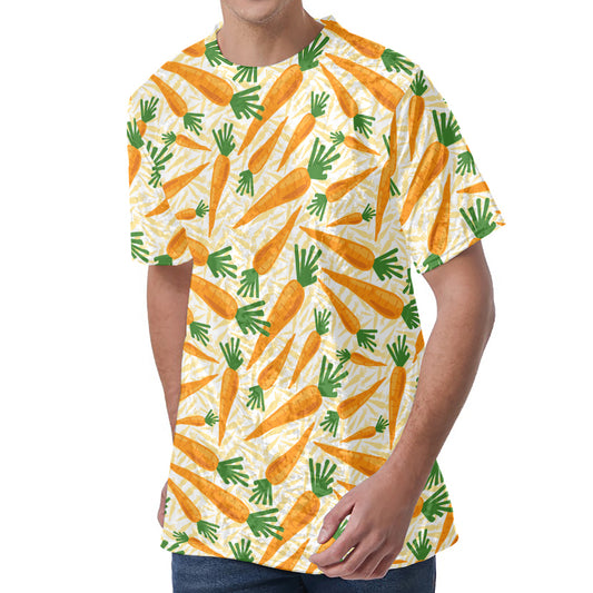 Orange Carrot Pattern Print Men's Velvet T-Shirt