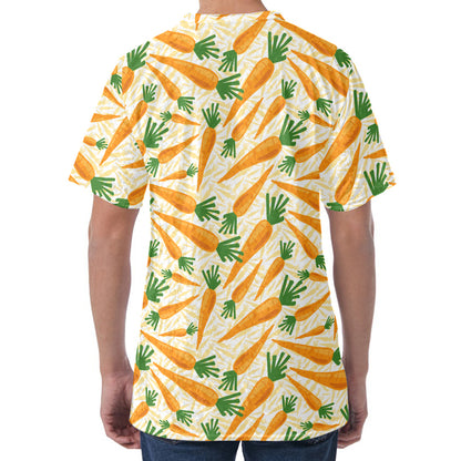 Orange Carrot Pattern Print Men's Velvet T-Shirt