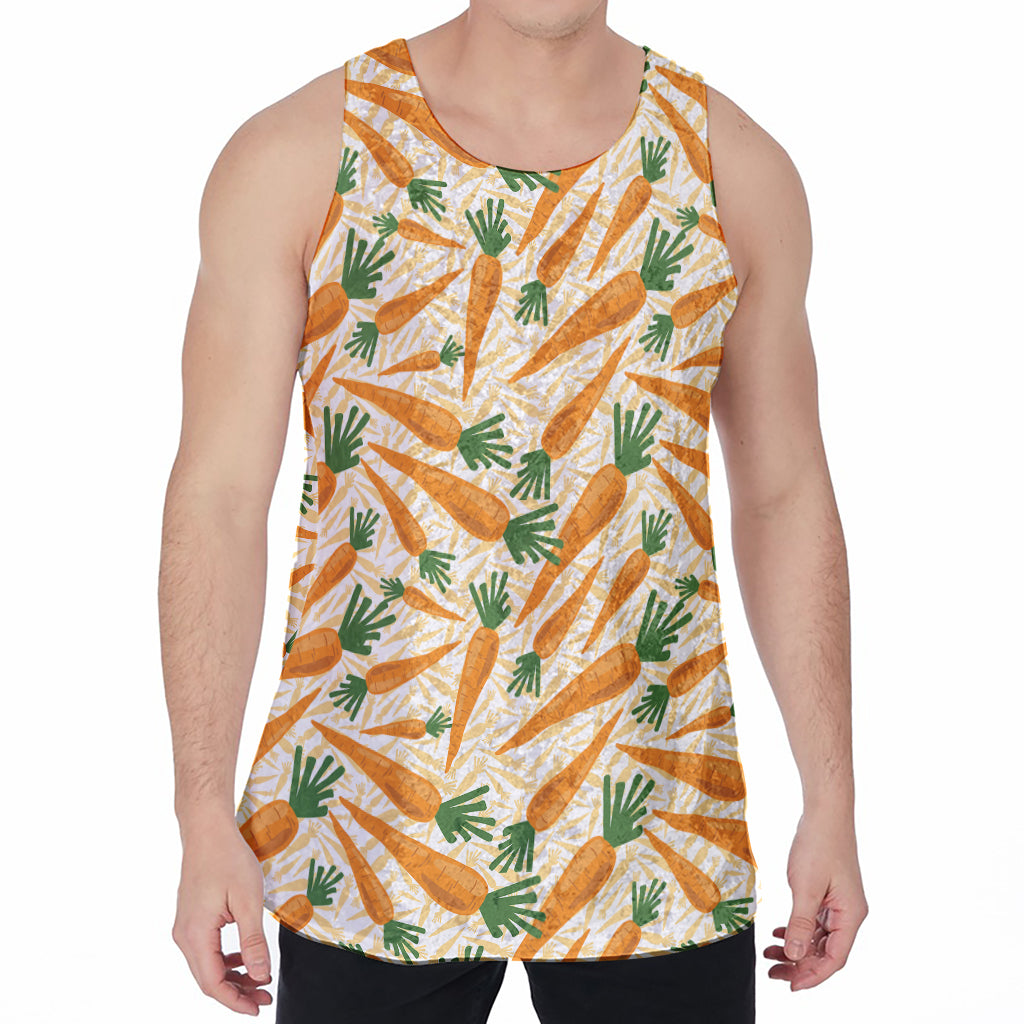 Orange Carrot Pattern Print Men's Velvet Tank Top