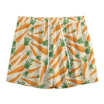 Orange Carrot Pattern Print Mesh Shorts