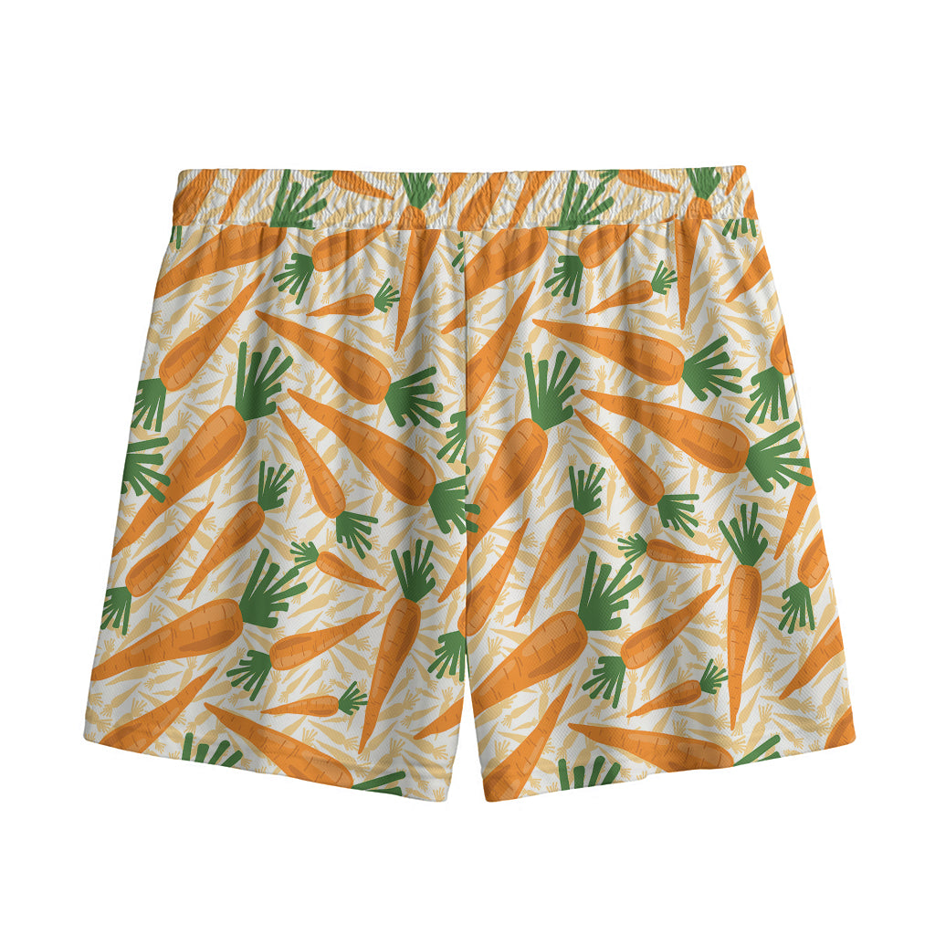 Orange Carrot Pattern Print Mesh Shorts