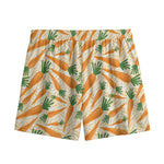 Orange Carrot Pattern Print Mesh Shorts