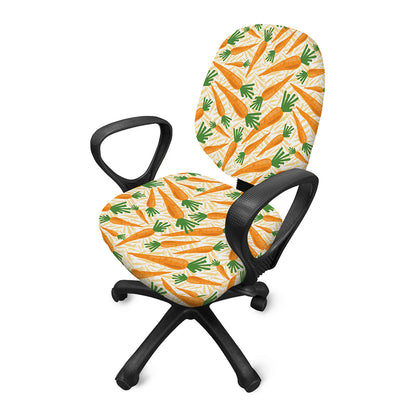 Orange Carrot Pattern Print Office Chair Cover