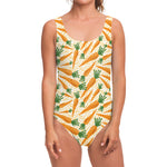 Orange Carrot Pattern Print One Piece Swimsuit