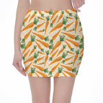 Orange Carrot Pattern Print Pencil Mini Skirt