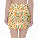 Orange Carrot Pattern Print Pencil Mini Skirt