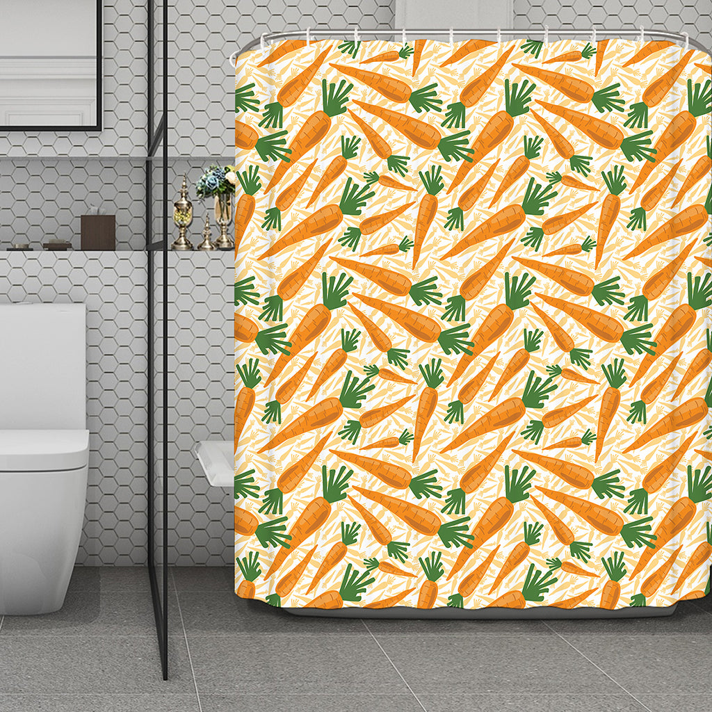 Orange Carrot Pattern Print Polyester Shower Curtain