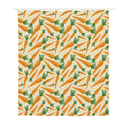 Orange Carrot Pattern Print Polyester Shower Curtain