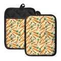 Orange Carrot Pattern Print Pot Holders With Pocket