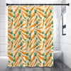 Orange Carrot Pattern Print Premium Shower Curtain