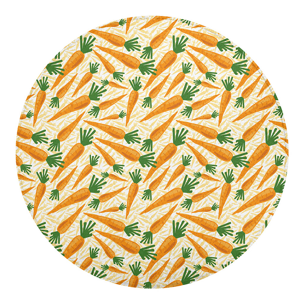 Orange Carrot Pattern Print Round Blanket