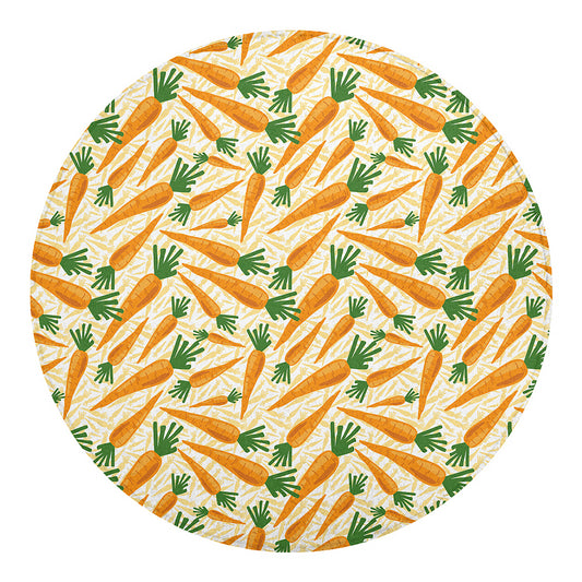 Orange Carrot Pattern Print Round Blanket