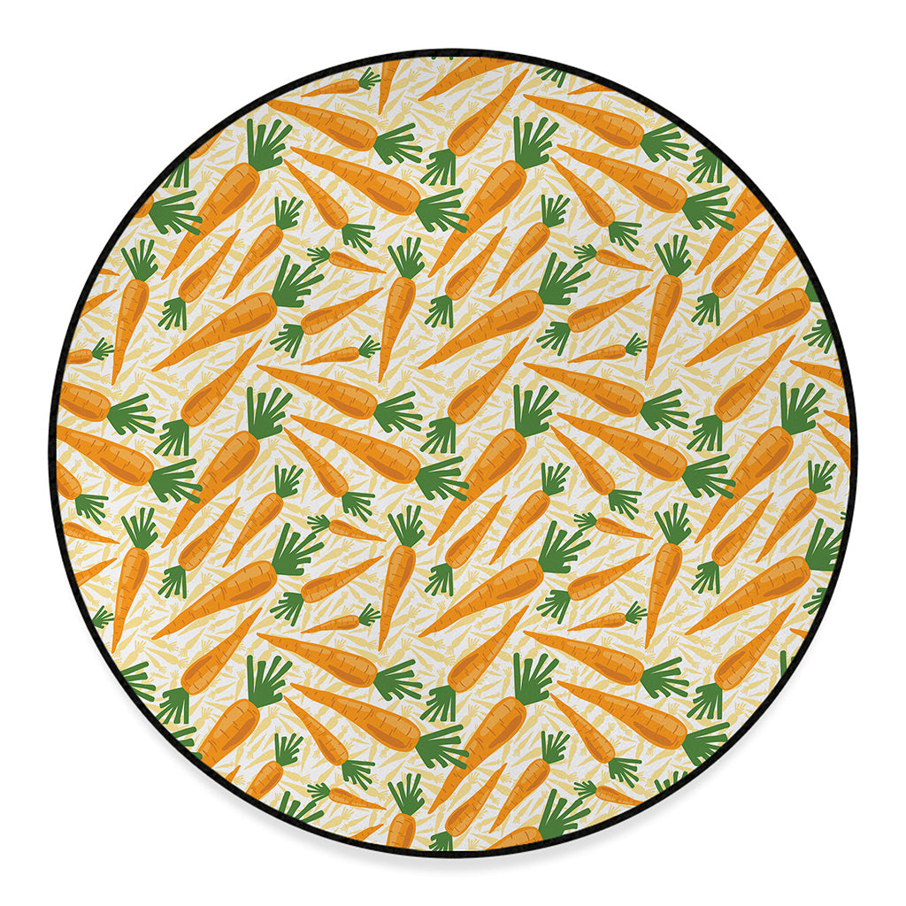Orange Carrot Pattern Print Round Floor Mat