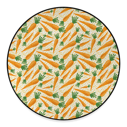 Orange Carrot Pattern Print Round Floor Mat