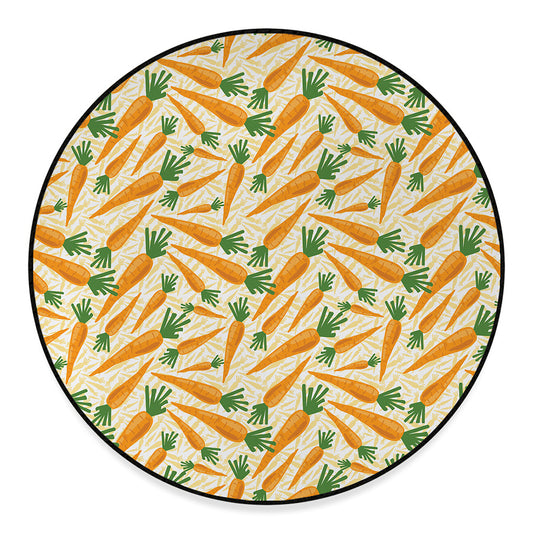 Orange Carrot Pattern Print Round Floor Mat