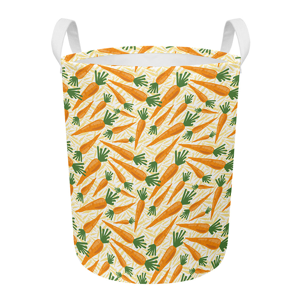 Orange Carrot Pattern Print Round Laundry Basket