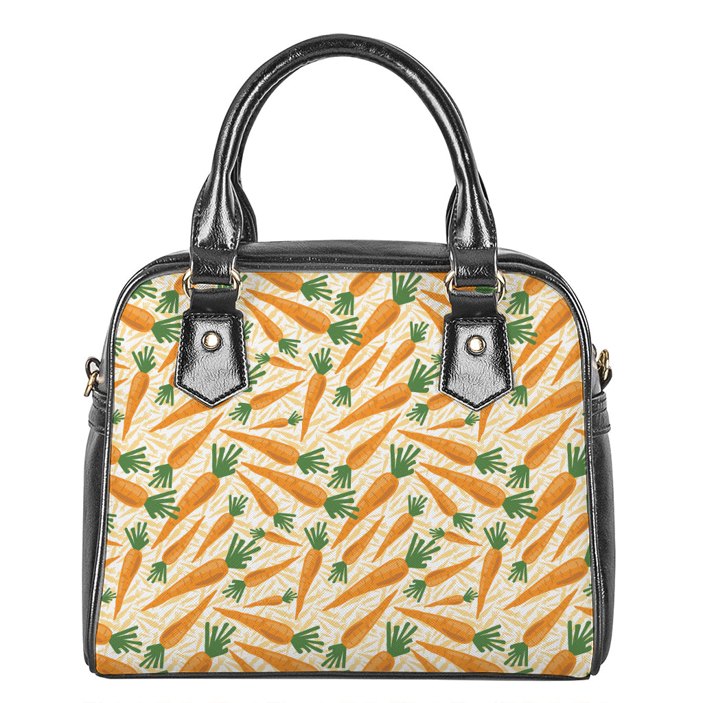 Orange Carrot Pattern Print Shoulder Handbag