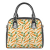 Orange Carrot Pattern Print Shoulder Handbag