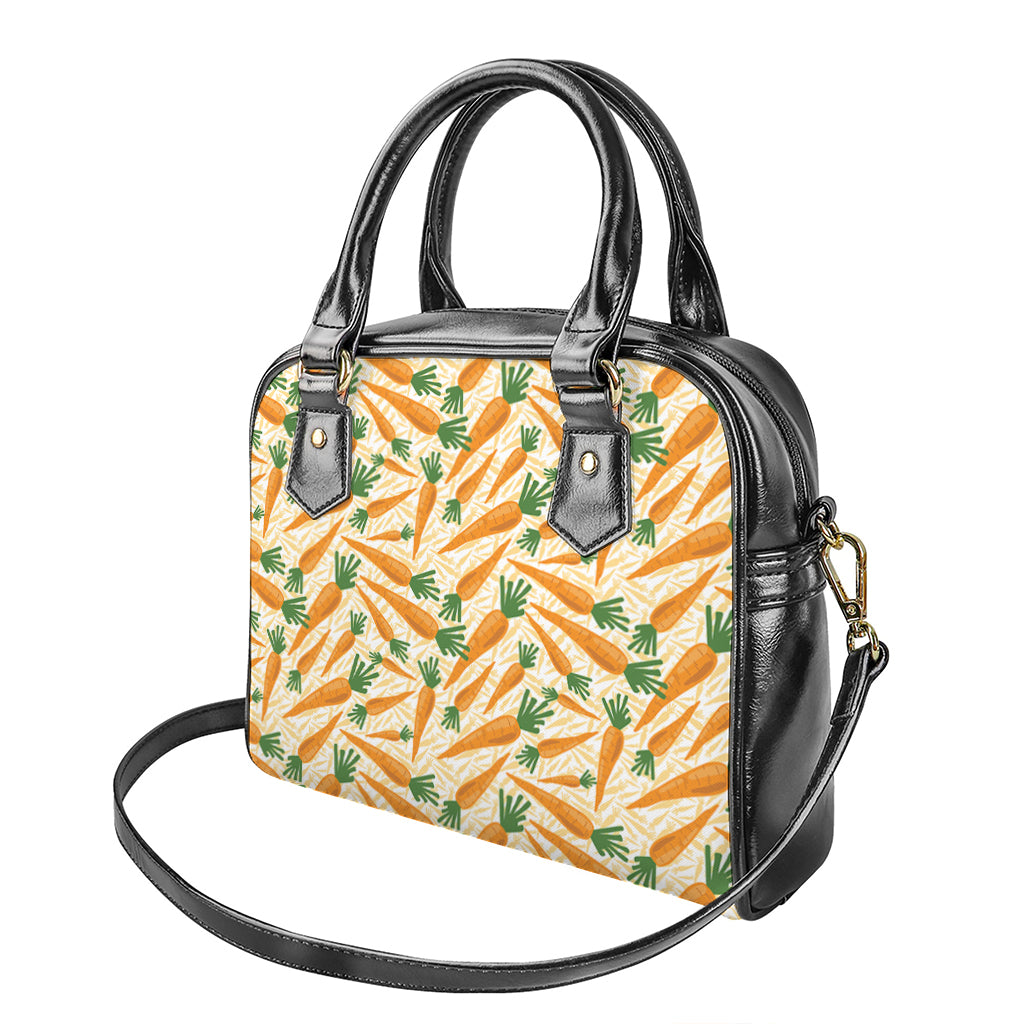 Orange Carrot Pattern Print Shoulder Handbag