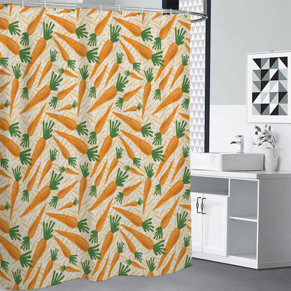 Orange Carrot Pattern Print Shower Curtain