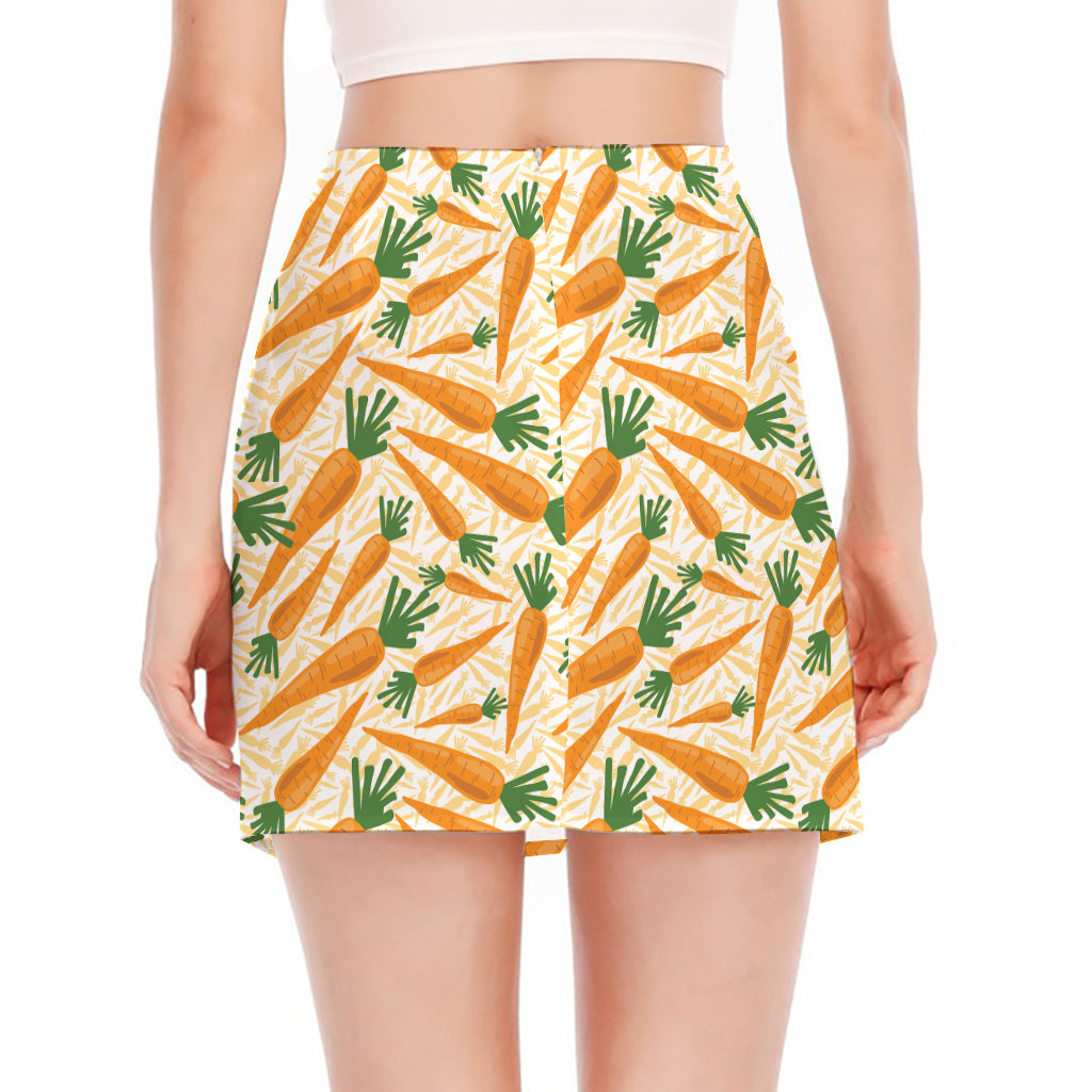 Orange Carrot Pattern Print Side Slit Mini Skirt