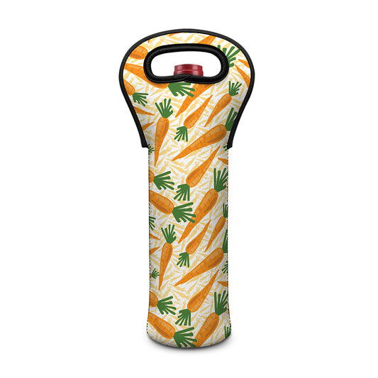 Orange Carrot Pattern Print Single Neoprene Wine Tote