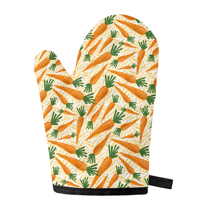 Orange Carrot Pattern Print Single Oven Mitt