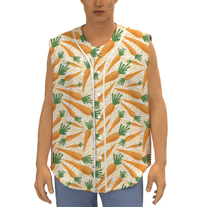 Orange Carrot Pattern Print Sleeveless Baseball Jersey
