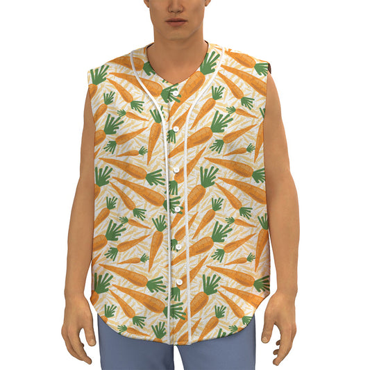 Orange Carrot Pattern Print Sleeveless Baseball Jersey