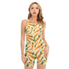 Orange Carrot Pattern Print Sleeveless One Piece Swimsuit