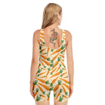 Orange Carrot Pattern Print Sleeveless One Piece Swimsuit