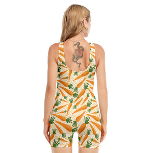 Orange Carrot Pattern Print Sleeveless One Piece Swimsuit