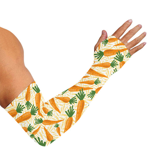 Orange Carrot Pattern Print Sun Protection Arm Sleeves