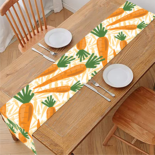 Orange Carrot Pattern Print Table Runner